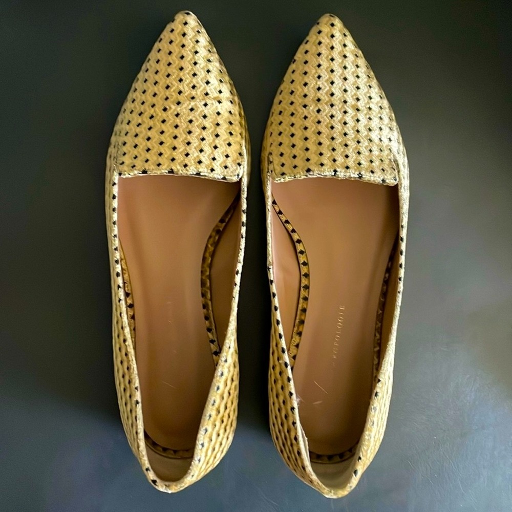 🌷5/$40. Anthropologie Luxe Gold Velvet Micro Dot Flats - Picture 4 of 8